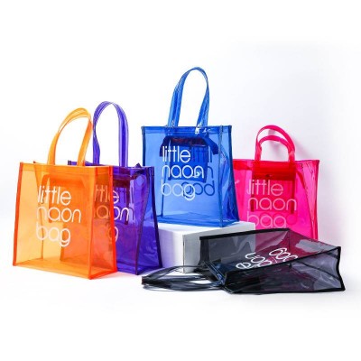 2020 Fashion Large Clear Pvc Tote Bag Beach Bag Plastic Shopping Bag With Own Logo